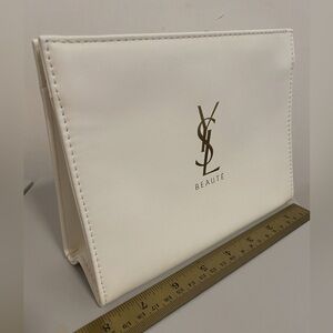 Yves Saint Laurent YSL Beaute Makeup Cosmetic Bag Toiletry Travel Pouch White
